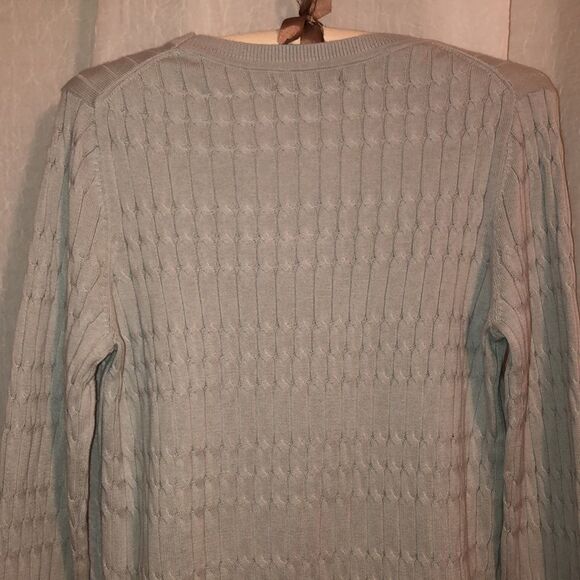 Tommy Hilfiger S Light Gray Silver Cable Knit Light Cotton Crewneck Sweater - Picture 4 of 9